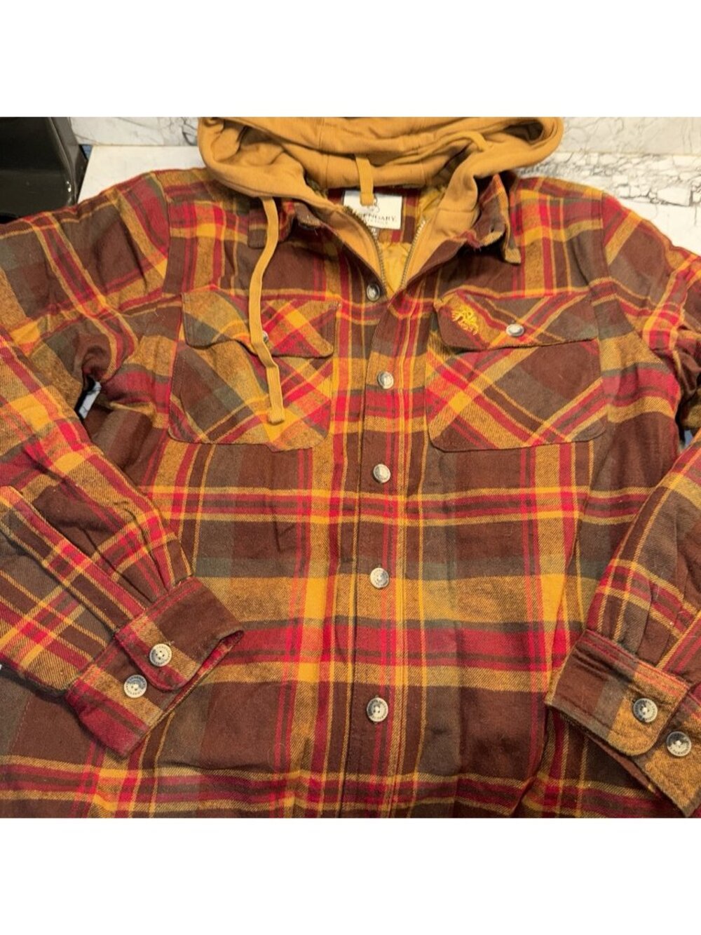 Legendary Whitetails Med Plaid Flannel Maplewood Hooded Shirt Jacket Shacket Zip